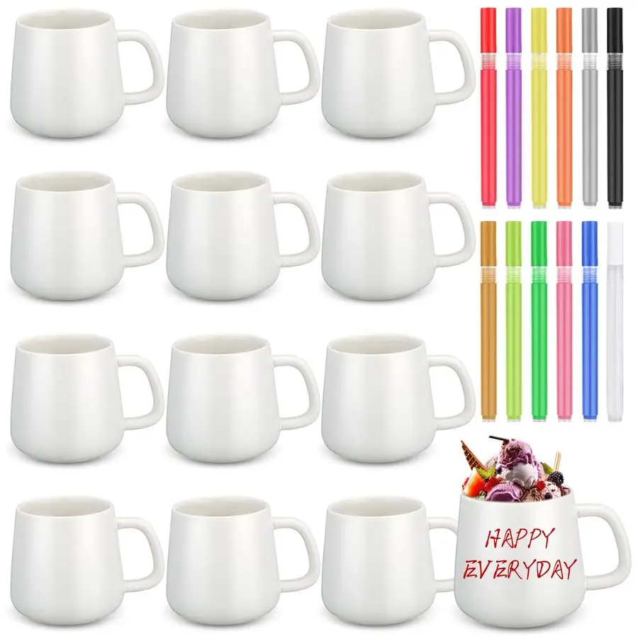 

36 Pcs Make Your Own Mug Painted Ceramic Mugs to Paint Kit You Can Decorate Coffee Cup Decorating Kit DIY Ceramic Cup for DIY Cr