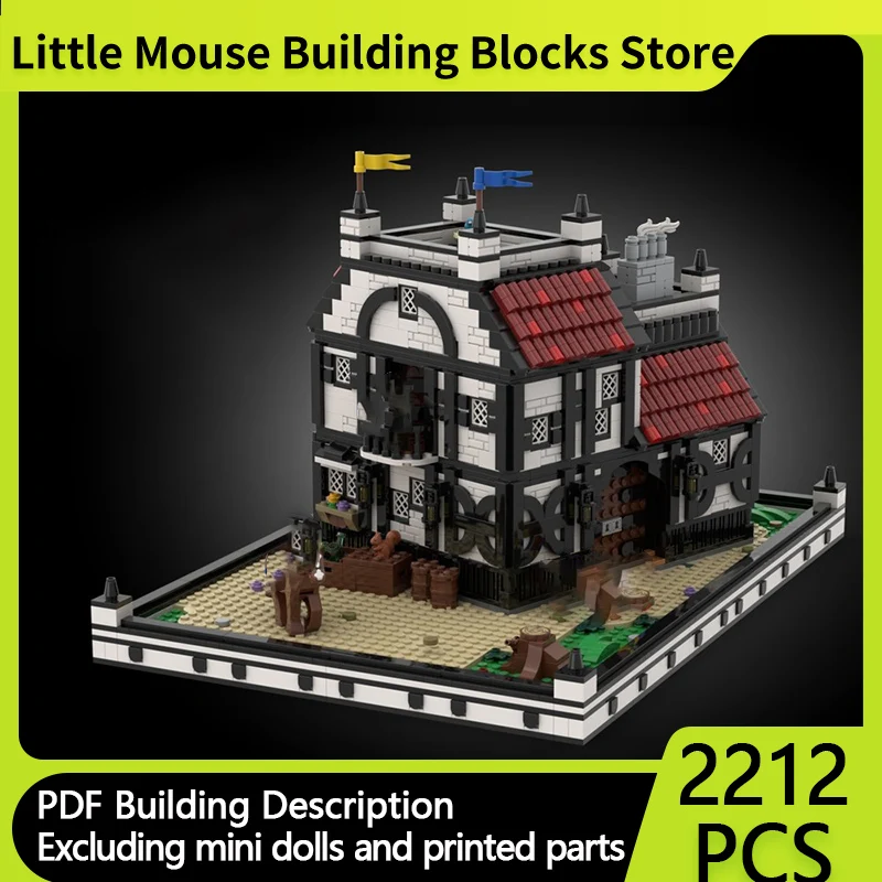

Medieval Castle Model MOC Building Bricks Village Tavern And Inn Modular Technology Gifts Holiday Assemble Children Toys Suit