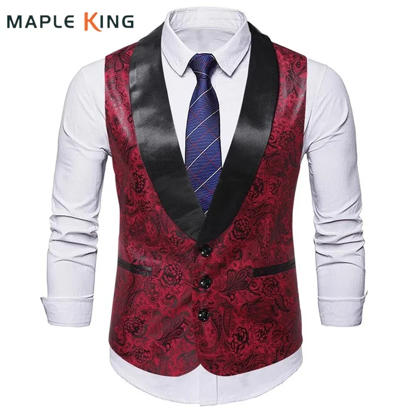 

Luxury Paisley Print Vests for Man Colete Vintage Masculino 2025 Steampunk Wedding Party Dress Waistcoat Male Slim Gillet Homme