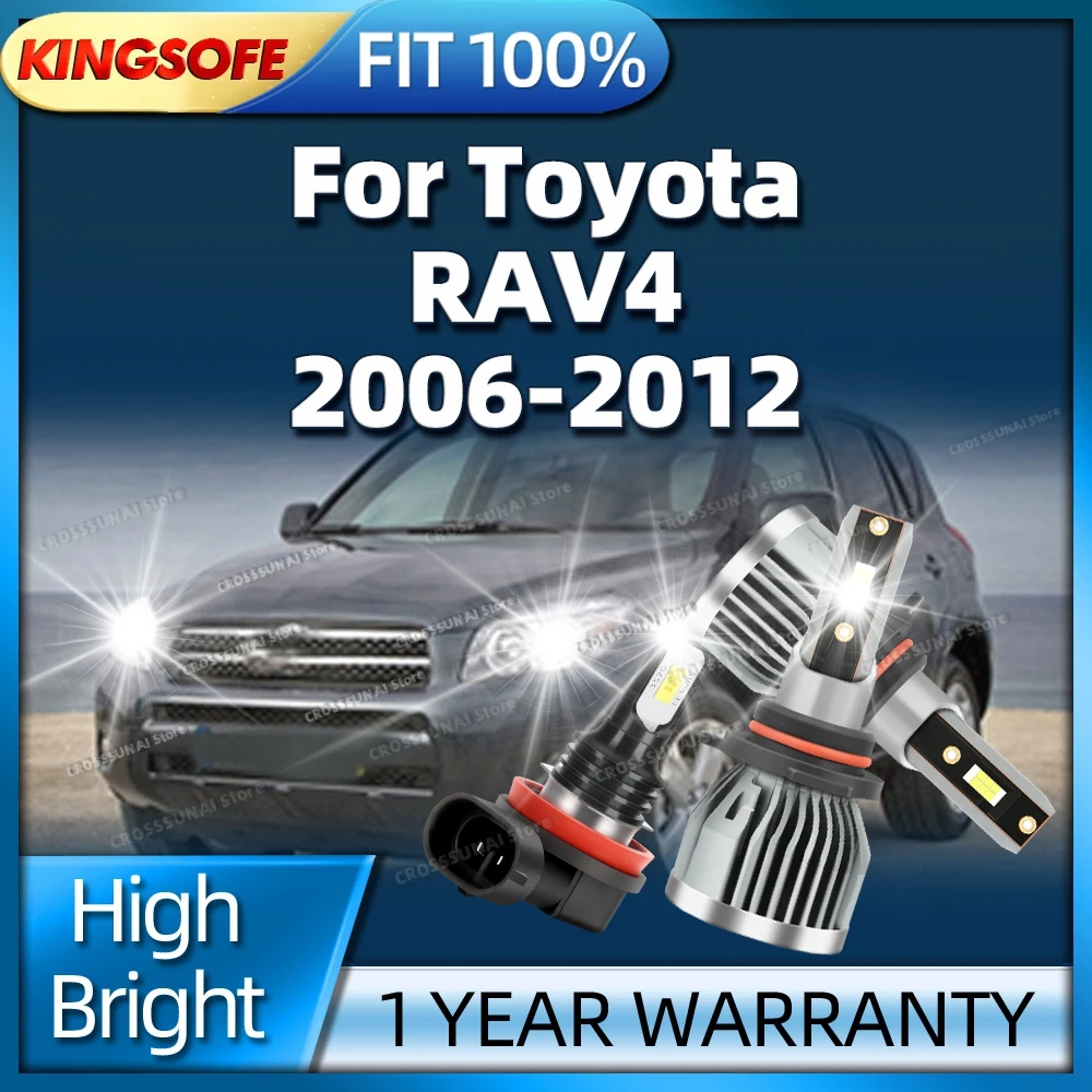 

2/6Pcs LED Headlight 180W Ultra Bright Car Bulb Fog Light 6000K White For Toyota RAV4 2006 2007 2008 2009 2010 2011 2012