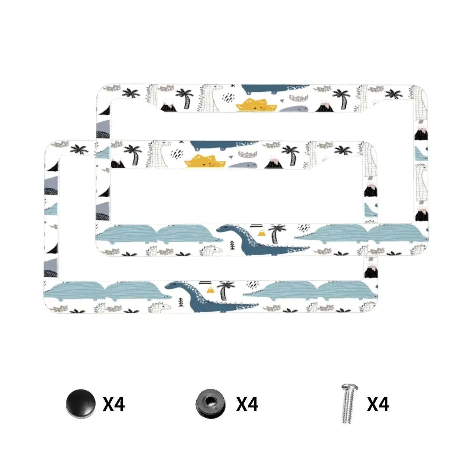 Interesting Dinosaur Adventure American Standard Aluminum Alloy Car License Plate Cover Car Accessories Waterproof License Plate