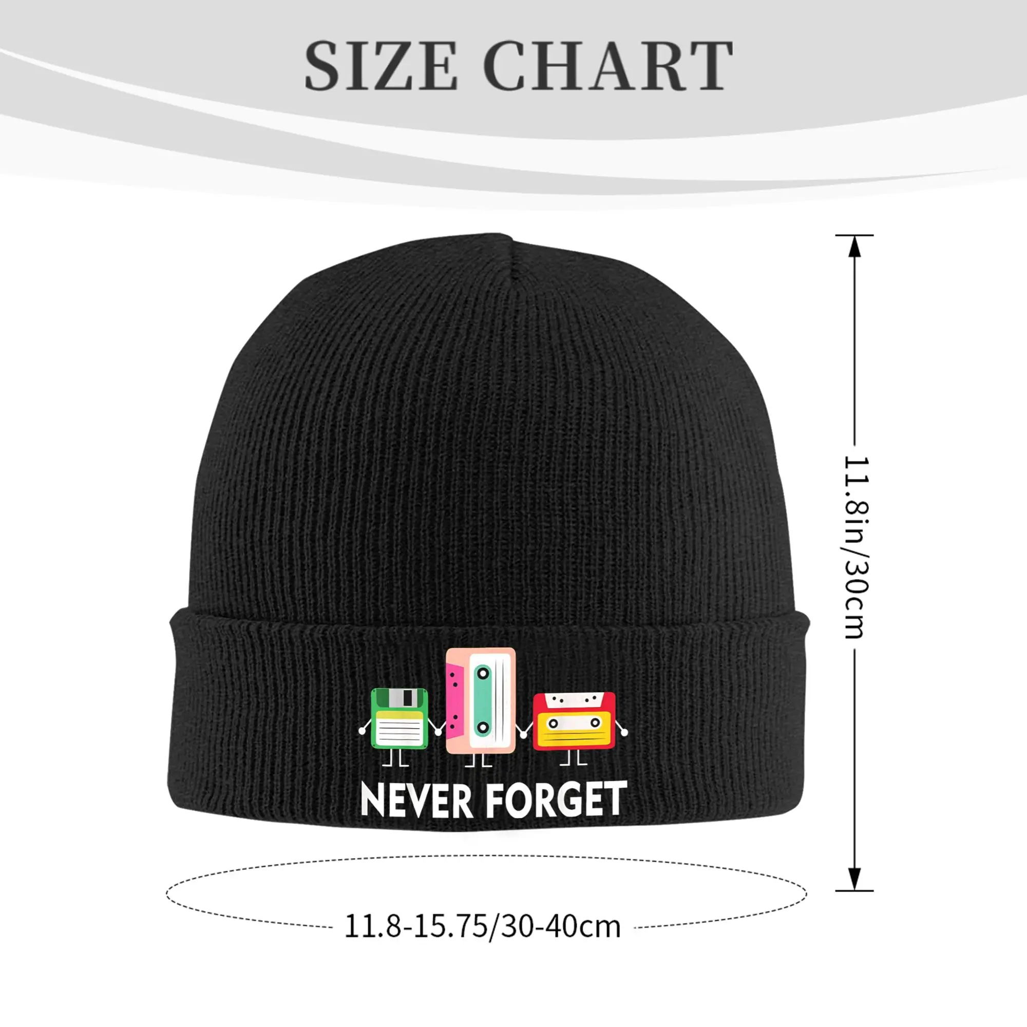 Fun Tech Never Forget Floppy Disk Cassette Tape Bonnet Hats Beanie Hats Spring Pattern Knitted Hat Men Women Unisex Elastic Cap