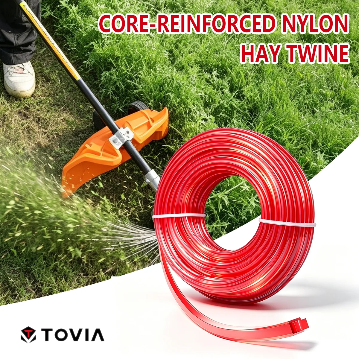 Square Core-reinforced Nylon Hay Twine 2.4mm/3.0mm X15m/120m Lawn Trimmer String Lawn Mower Parts for Yard Garden & Fence Weeds