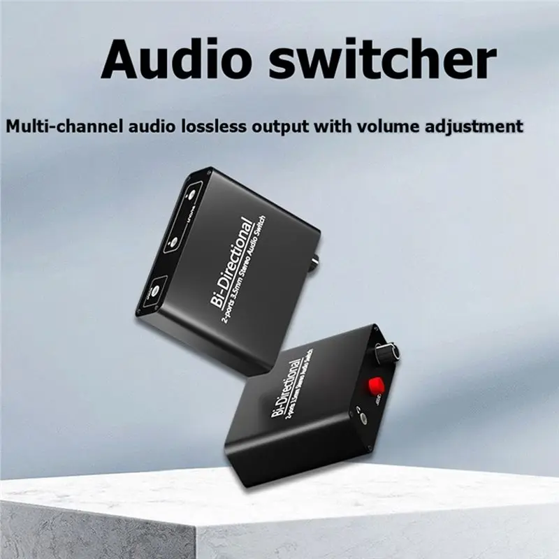 A92Z 2 Port 3.5Mm Stereo Audio Switcher Bi-Directional Audio Switch Splitter Box 2 In 2 Out Audio Switch With Volume Knob