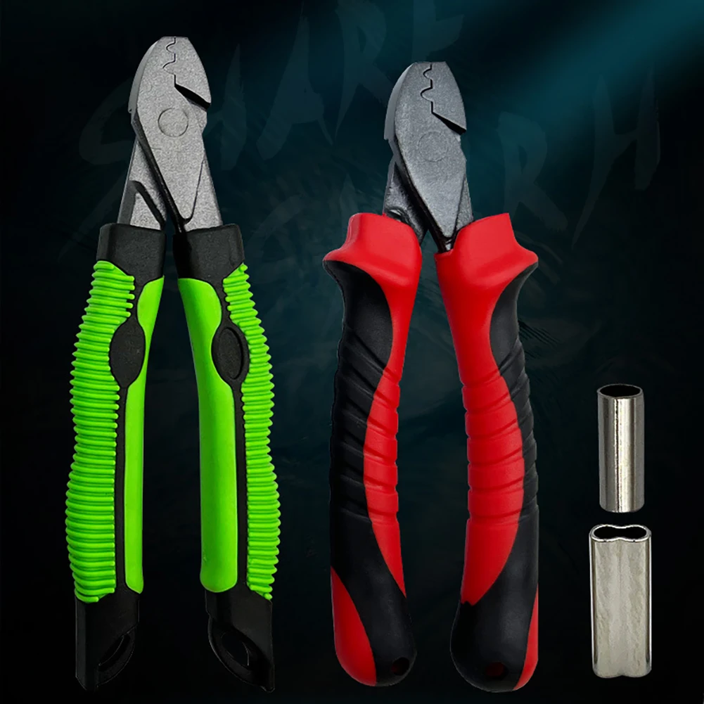 Fishing Line Crimping Pliers, Hand Crimper Pliers Single/Double Copper Pipe Cutter, Multi-Function Scissors for Outdoor Fishing