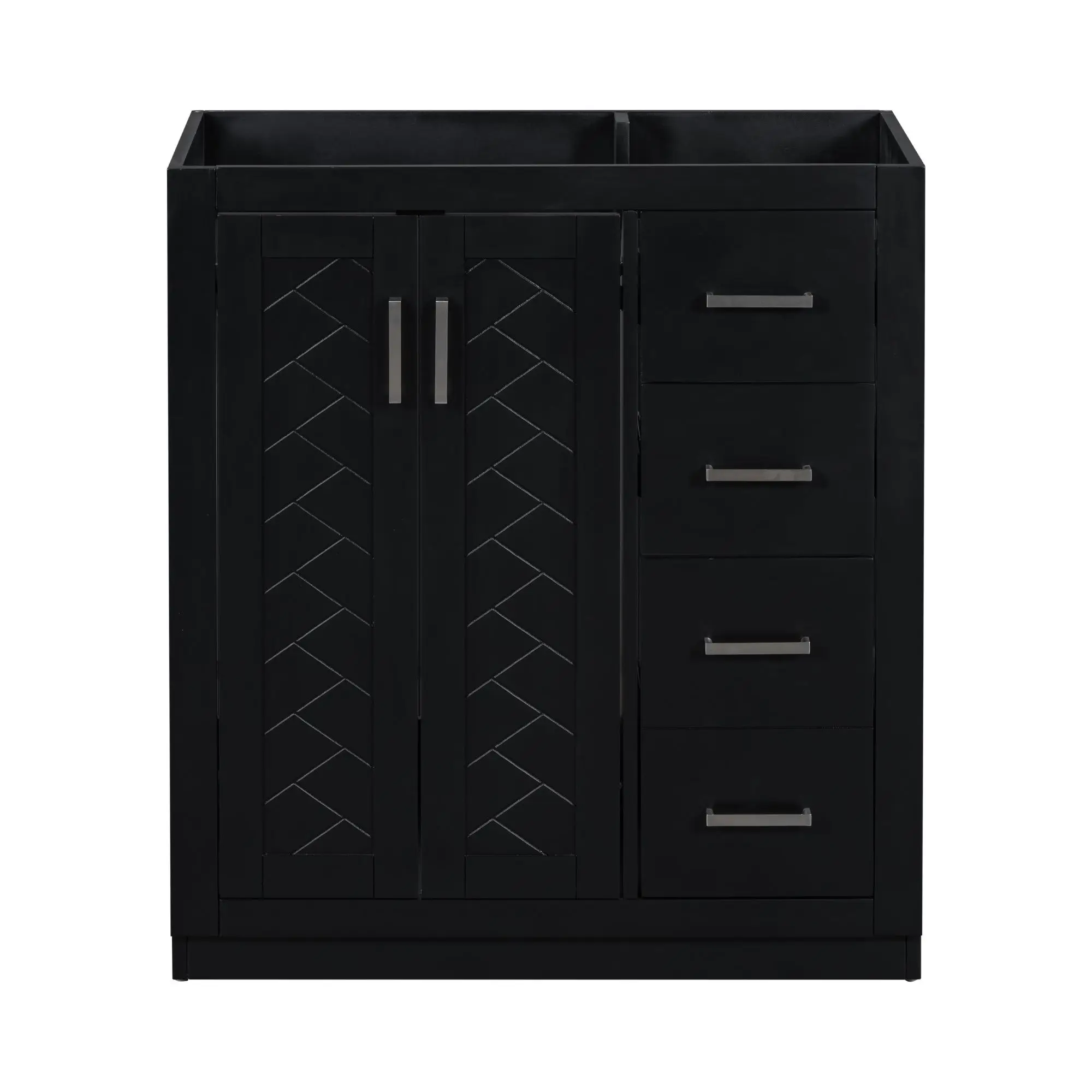 30'' Bathroom Vanity without Sink,Solid Wood Frame Bathroom Storage Cabinet Only,with 3 Drawers& Soft Closing Doors