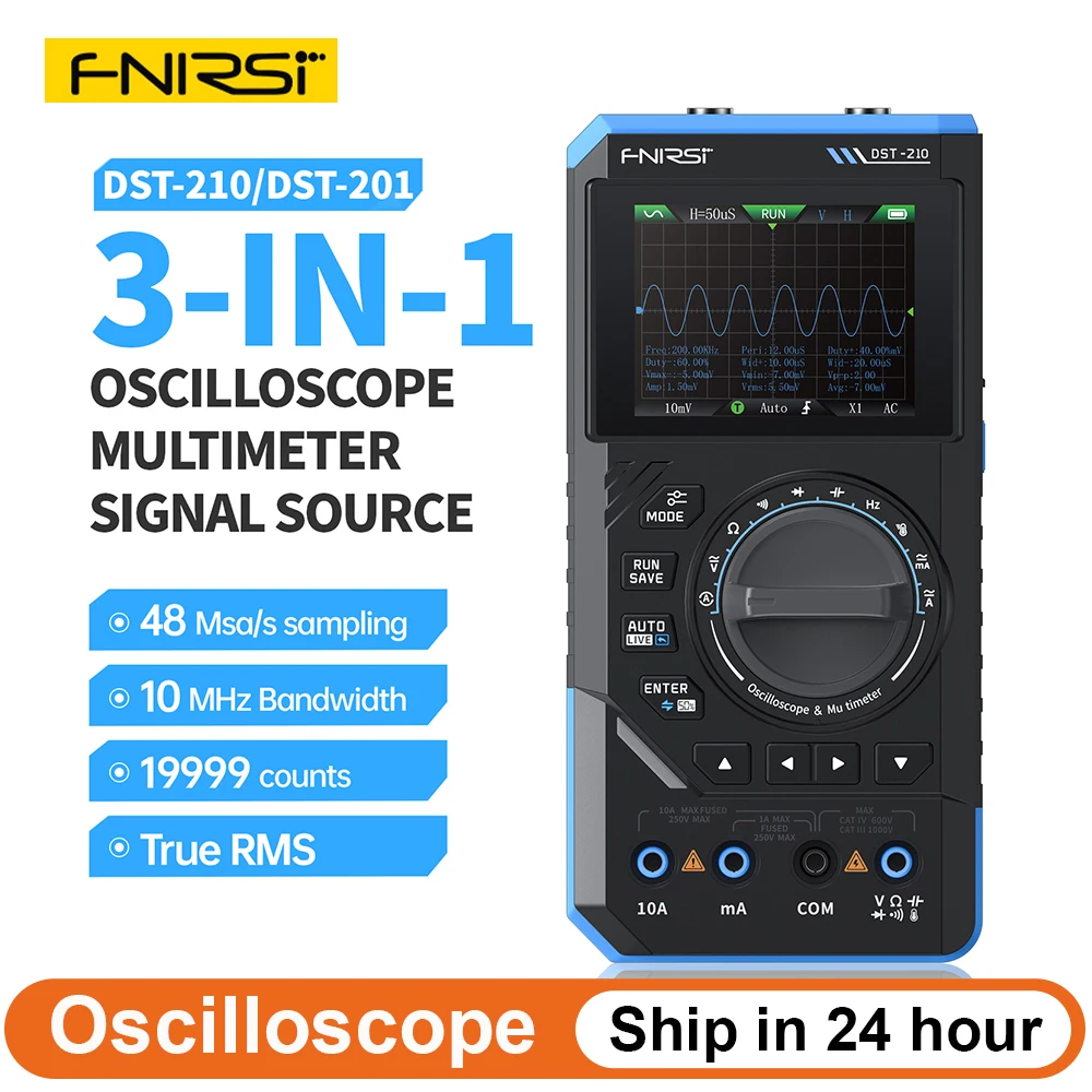 

FNIRSI DST-210 3IN1 Multifunction Multimeter Oscilloscope 201 Multimeter 13 Waeform Signal Generator