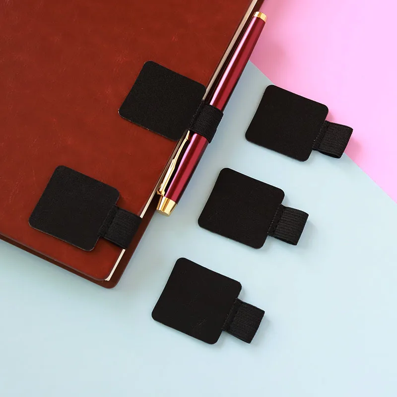 2 Pcs Self-adhesive Pen Holder Leather Pen Clip pencil holder Elastic Loop for Notebook Journals Clipboards School Supplies