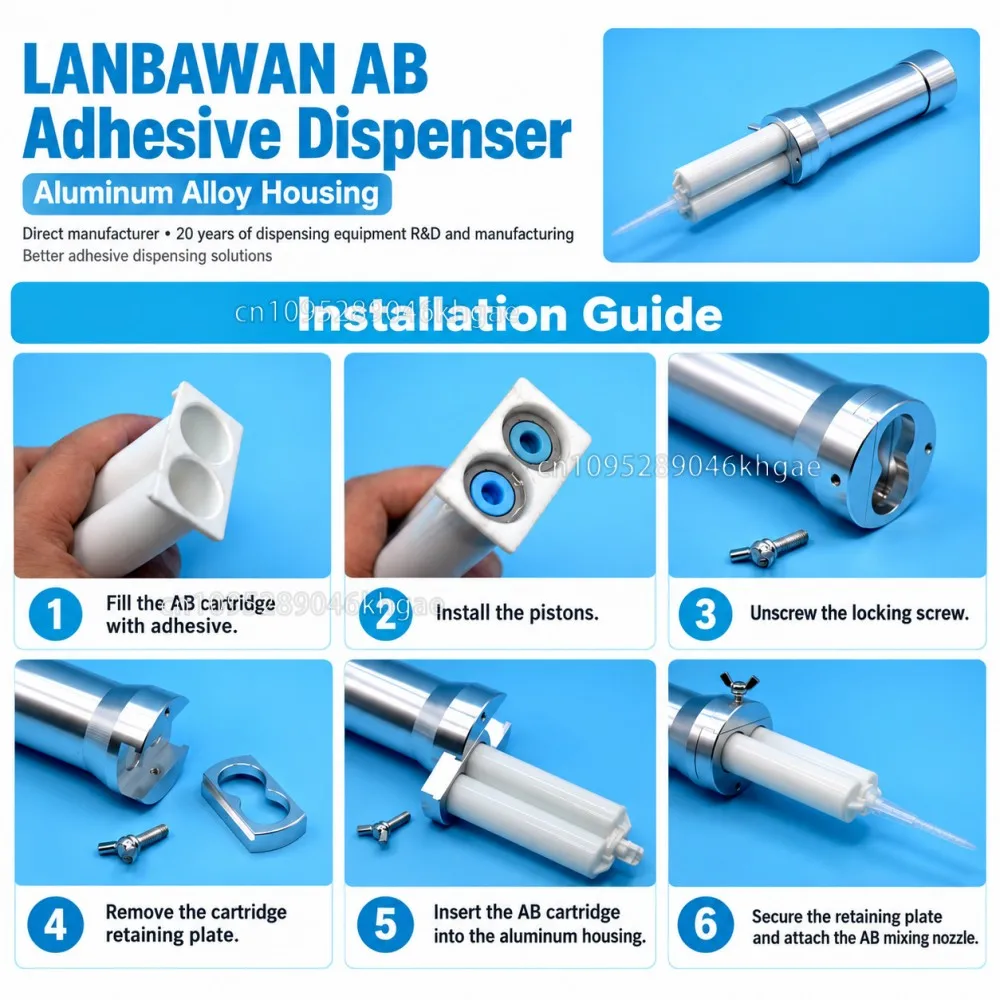 50ml Pneumatic AB Glue Gun Two-Component Dispensing Gun 1:1 2:1 10:1 Epoxy Sealant Dispensing Valve Applicator Dispenser Tool