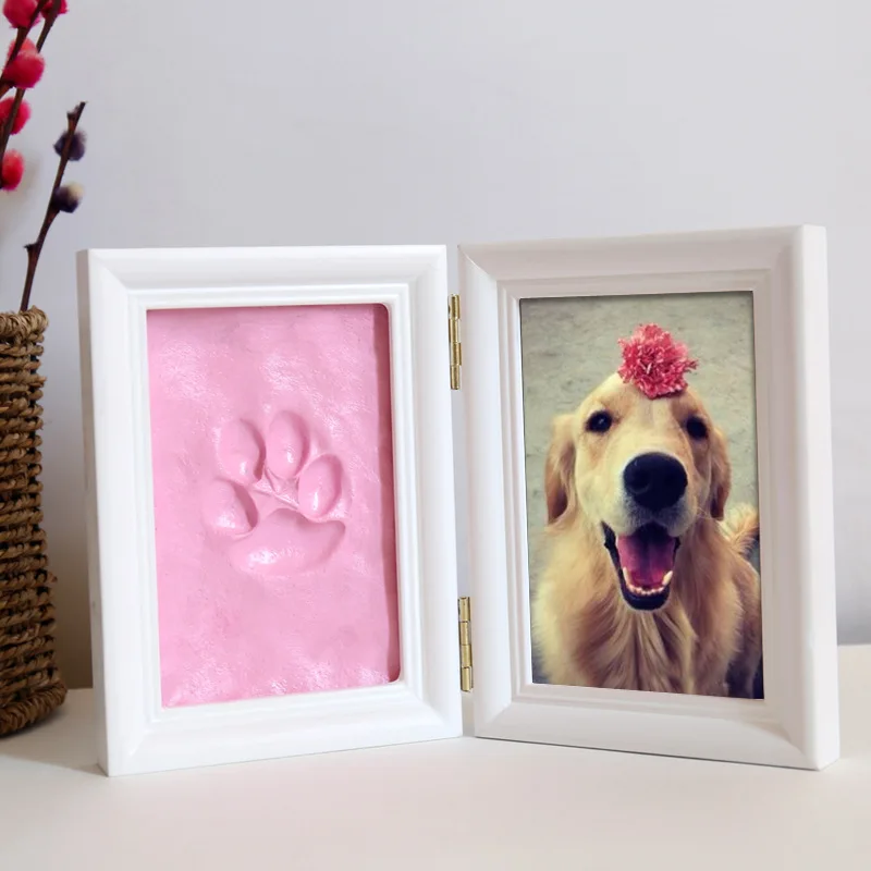 Pet Souvenir Dog Paw Print Mud Photo Frame Photo To Commemorate Cemetery Tombstone Urn Cat Paw Print Pet Eeath Memorial