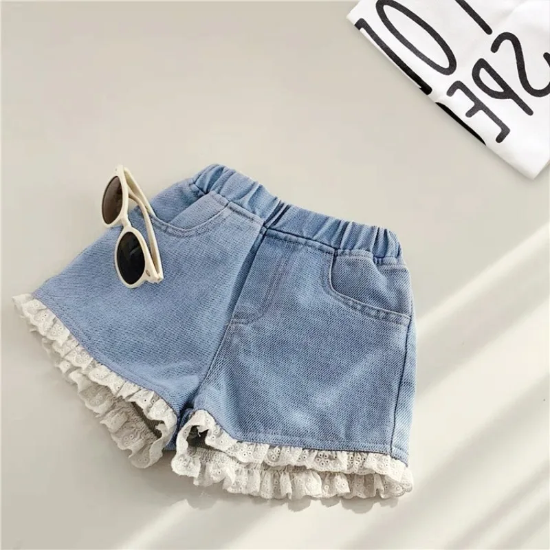 Girls' Denim Shorts, Summer New Korean Style Baby Versatile Thin Outerwear, Children's Summer Fashion Trendy Shorts
