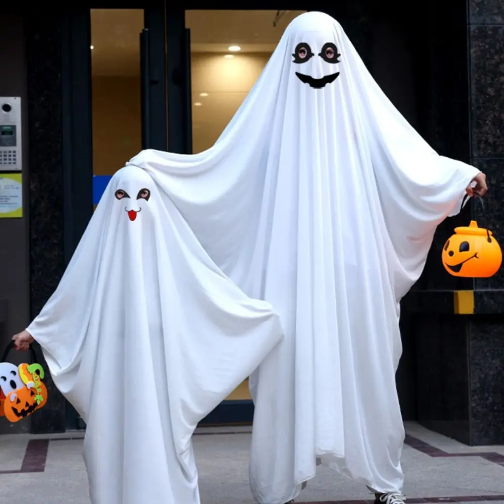 Hooded Halloween Cloak Cape Funny Cosplay Fright Clothes Ghost Poncho Robe Black Eye Smile Face Ghost Cosplay Costume
