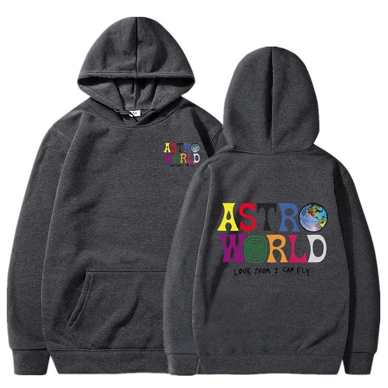 Travis Scott Hoodies Men Look Mom I Can Fly Letter Printed Sweatshirts Women Fashion ASTROWORLD Hooded Pullover Casual Sportwear