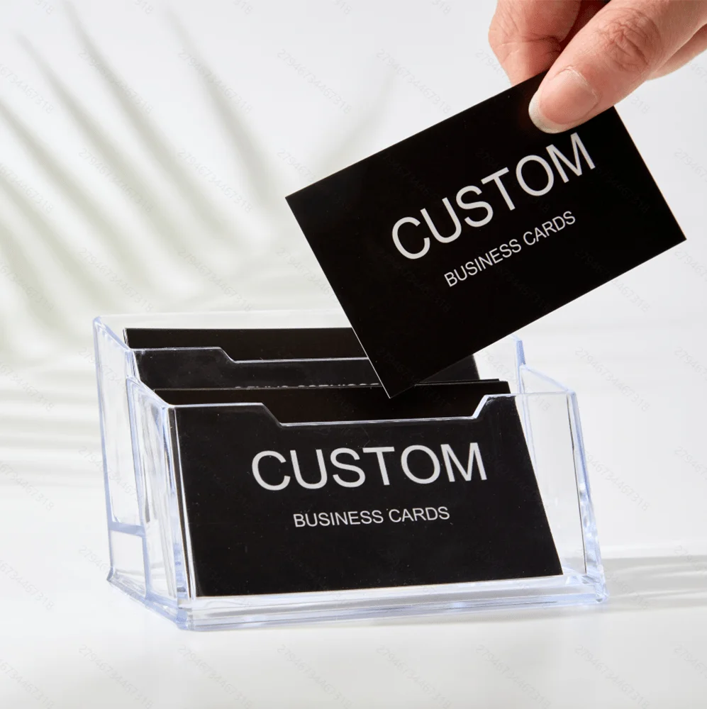 

200/500/1000pcs Customizable Cards, Personalized Business Cards with Acrylic Storage Box, Waterproof Thank You Invitations