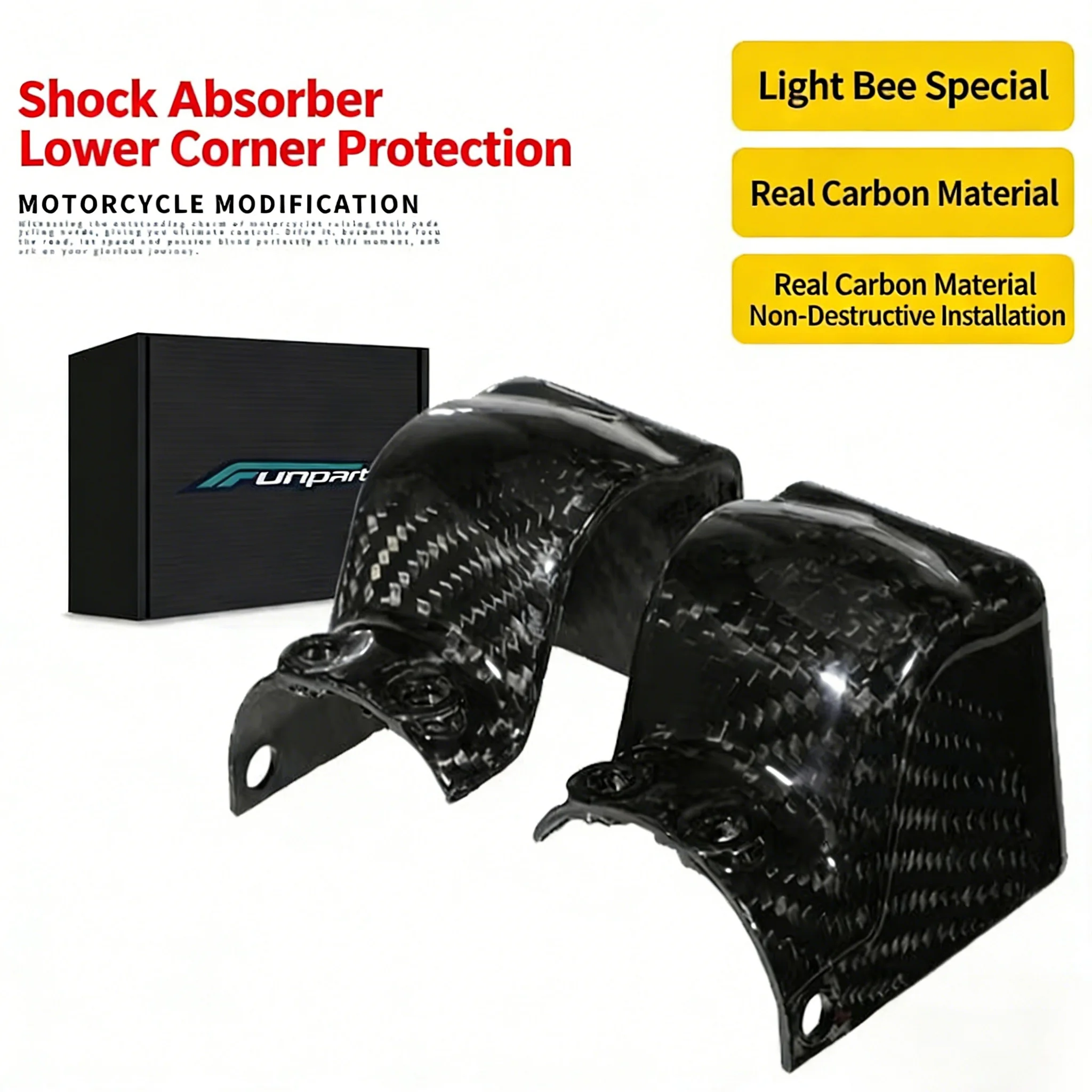 Genuine Carbon Fiber Shock Lower Corner Protector for Light Bee X/S Motorcycle Mods