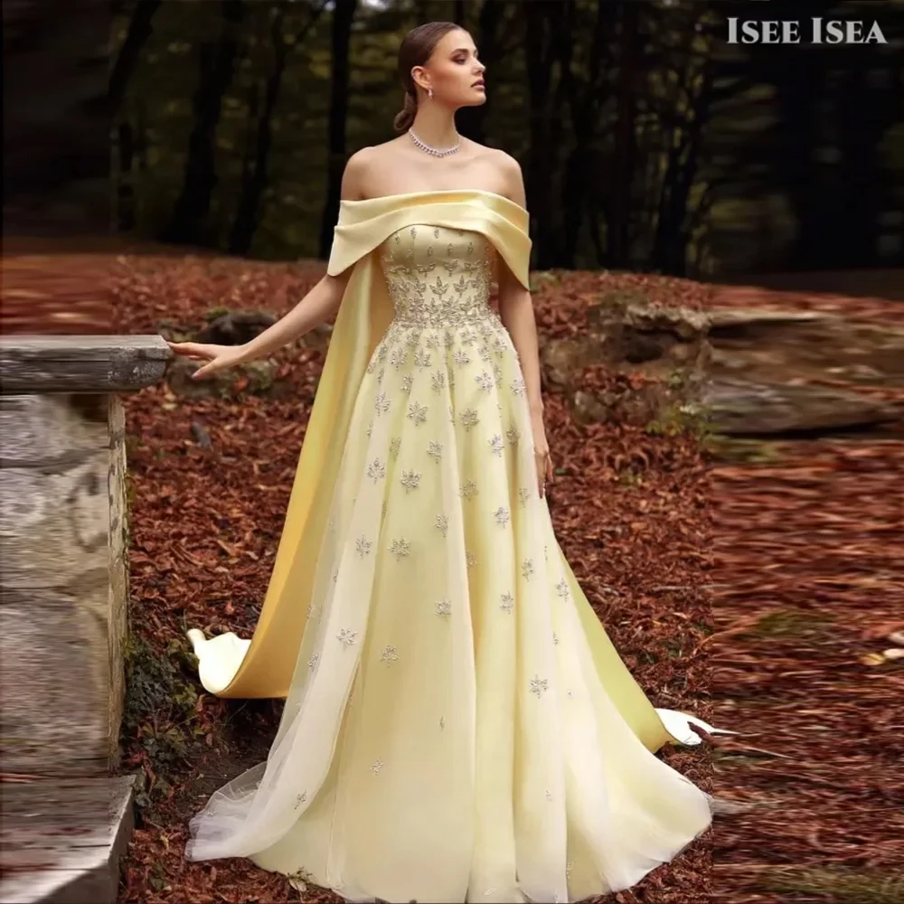 

Luxurious Yellow Evening Gowns for Women Saudi Arabric Gala Vestidos De Noche Fiesta Soiree Prom Birthday Dress Customized