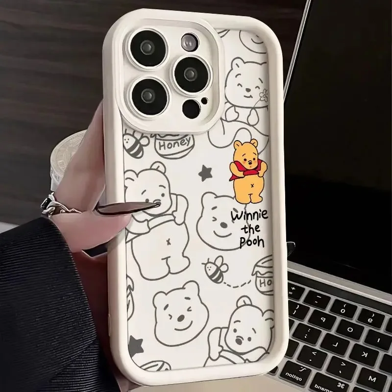 Disney Winnie Pooh Plain Multistep Soft TPU Phone Case for iPhone 15 14 13 12 11 Pro Max XR XS X 7 8 Plus SE2 Silicone Cover