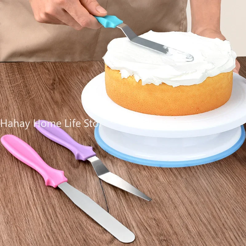 3pc/set Small Cranked Angled Spatula Palette Knife Stainless Steel Butter Cake Cream Knife Spatula Fondant Tools