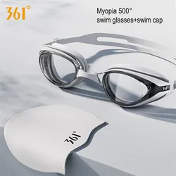 Gafas de buceo profesionales para miopía, protección UV antivaho de 361 °, con tapas, impermeables, ajustables, de silicona, para surfear y nadar