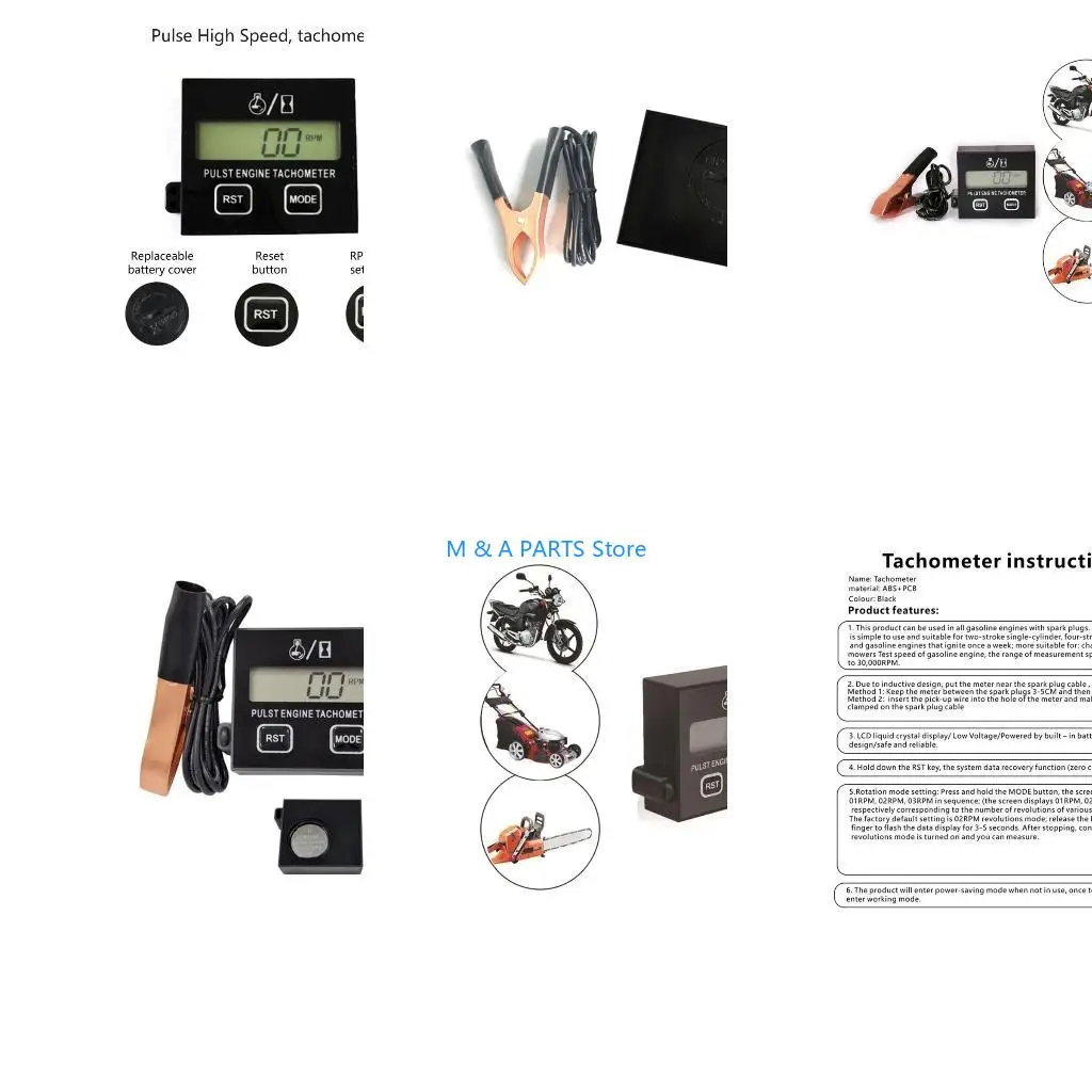 U1JF Tachometer Speedometer Inductive Hour Meter for Chainsaw Waterproof Tachometer