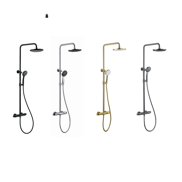 Hot sales SALA high end quality brass material round temperature control cold and hot water bathroom rain shower set