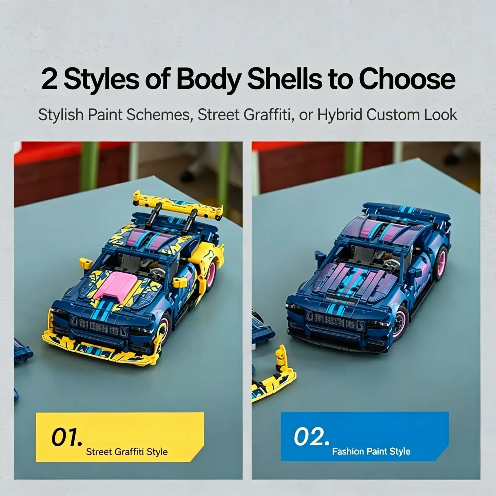 Customized Race Car Building Blocks Bricks, DIY Assembled Racing Model Toys, Desktop Ornaments Gifts for racing enthusiasts