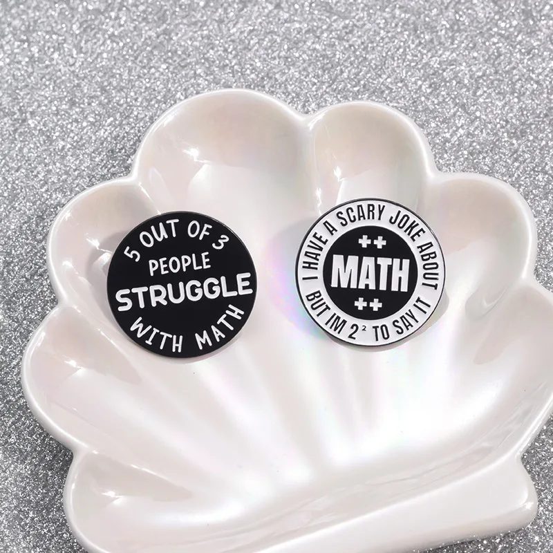 Maths Themed Enamel Pins Black Round Math Equation Brooch Backpack Hat Lapel Accessories Metal Badge Gift Jewelry Wholesale