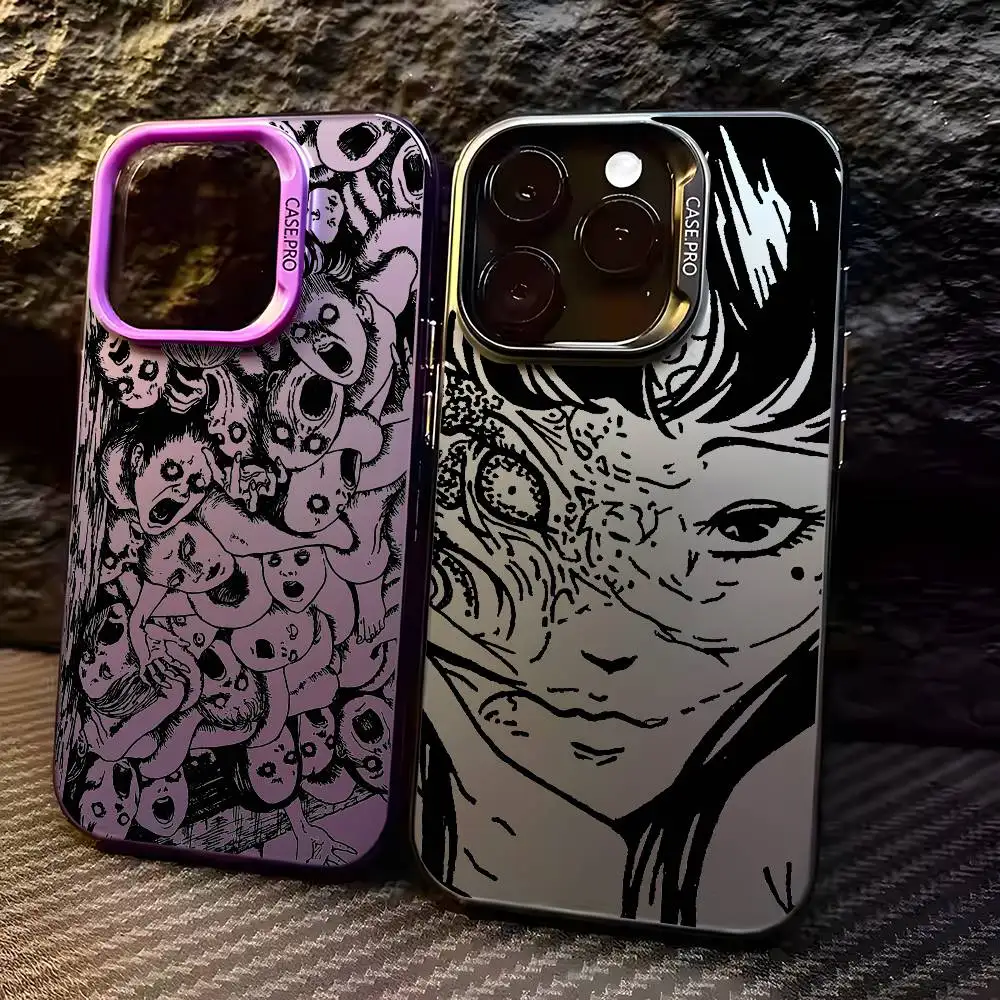 الرعب كاريكاتير J-Junji Ito جراب هاتف آيفون 17 16 15 14 13 12 برو ماكس زائد الملونة التدرج لينة غطاء خلفي من البولي يوريثان