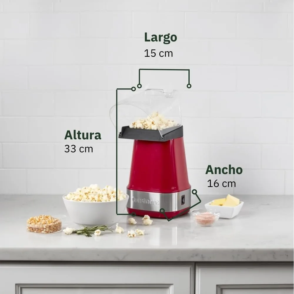 Red Hot Air Popcorn Maker - Easy & Fun Popping Experience with Non-Stick Base, Family-Sized Capacity