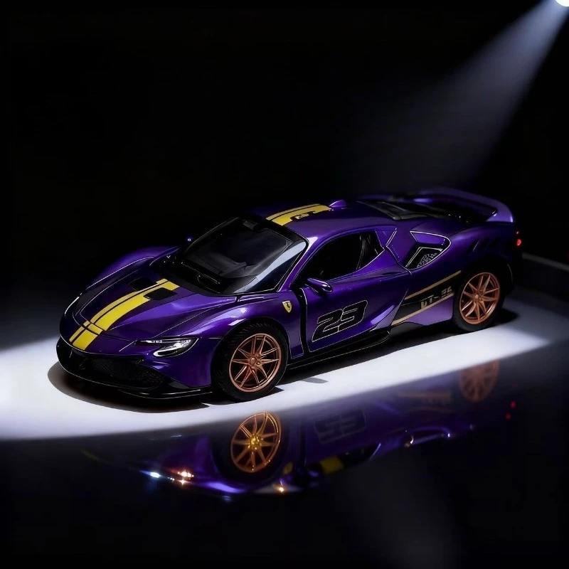 1:36 Scale Ferrari SF90 Diecast Alloy Super Car Model Sport Racing Vehicle for Collection Gift Home Decoration Ornament