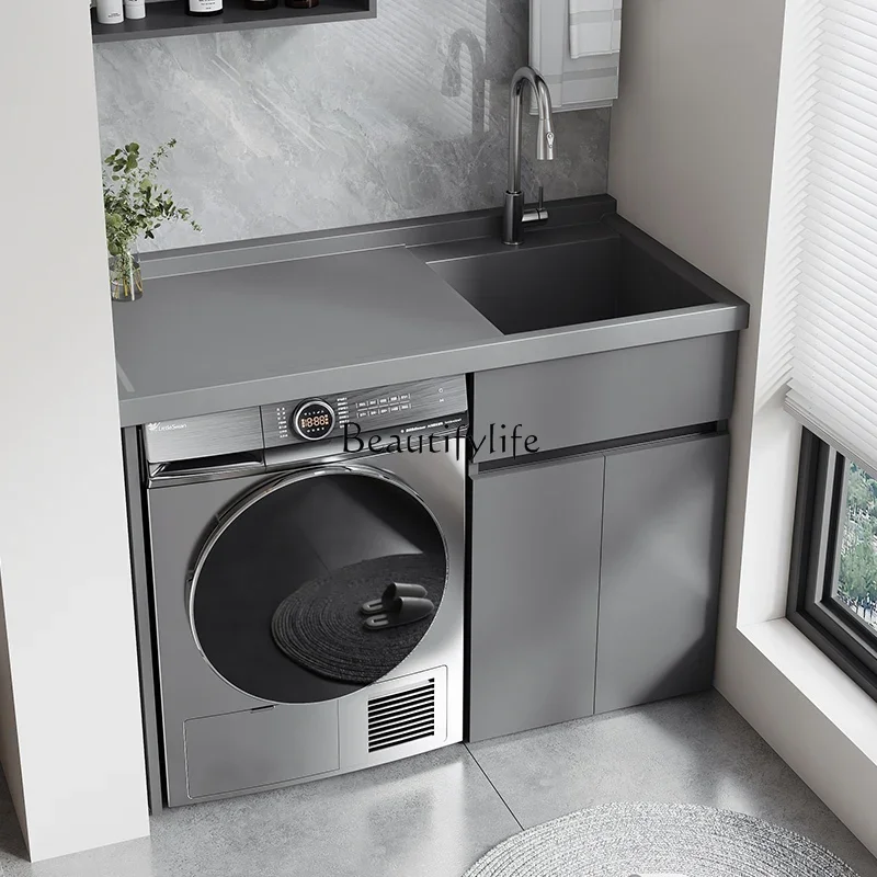 

FG17Honeycomb aluminum balcony washing machine cabinet integrated laundry pool basin without washboard laundry cabinet significa