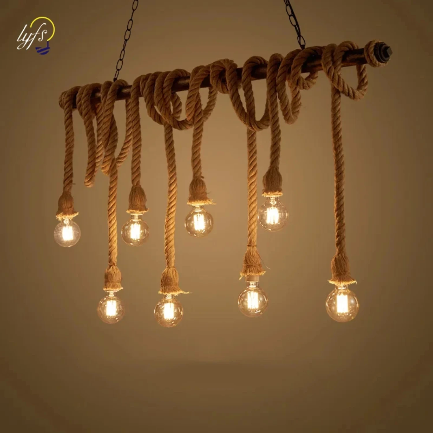 Retro Vintage Industrial LED Hanging Lamps with Decorative Hemp Rope for Loft Living Room and Dining Tables - Stylish and Unique