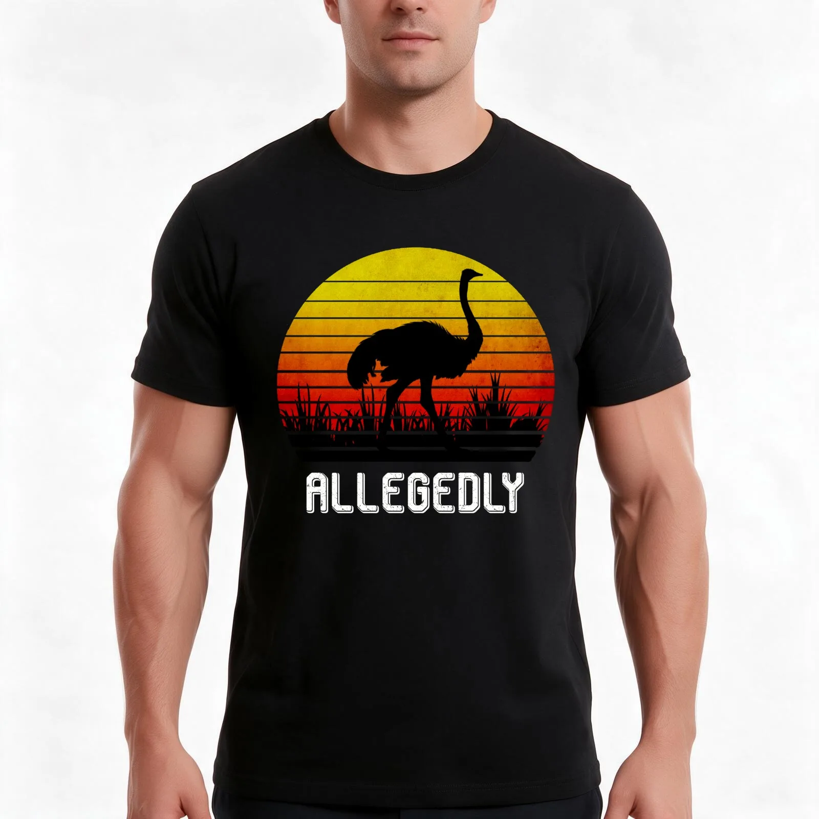 Allegedly Ostrich T-Shirt Summer Casual Cotton Tee Oversized Streetwear Tops Vintage Graphic Print Loose Fit Short Sleeve