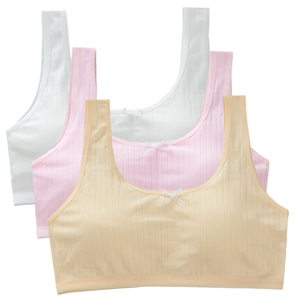 3pcs Tops For Girls Teen Bra Girl Vest Topic Girl's Sport Adolescente Kids Teenagers Underwear Racerback Training Bras 8-16 Year