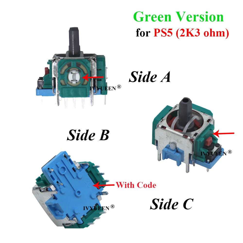 IVYUEEN 2ชุดสำหรับ PlayStation 5 PS5 Controller 3D Analog Stick Sensor โมดูล Potentiometer พร้อม ThumbSticks Caps สำหรับ DualSense