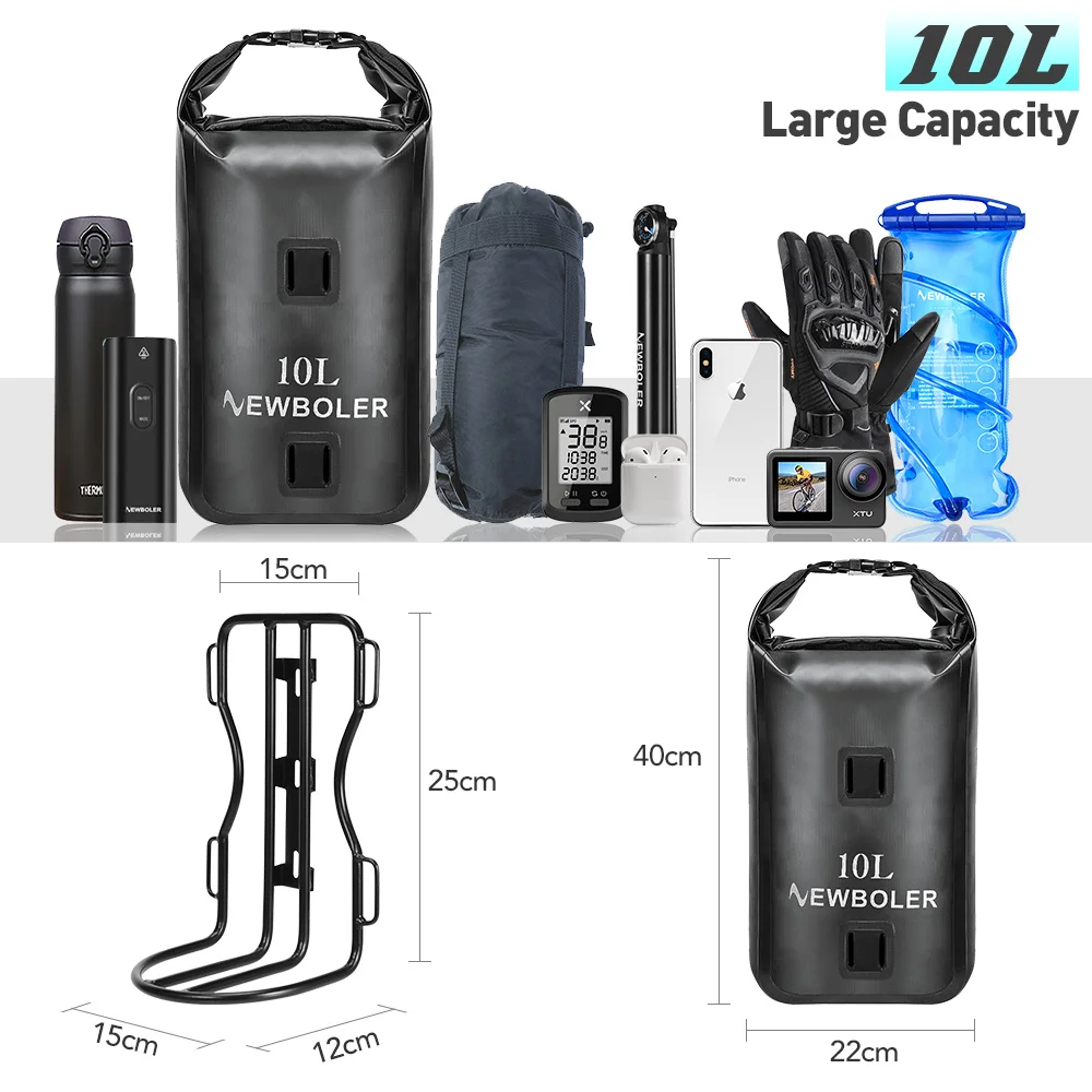 NEWBOLER Bicycle Front Fork Shelf With Metal Bike Fork Bag MTB Road Cycling Racks Load Bearing 10LPortable Bike Bag Accessory