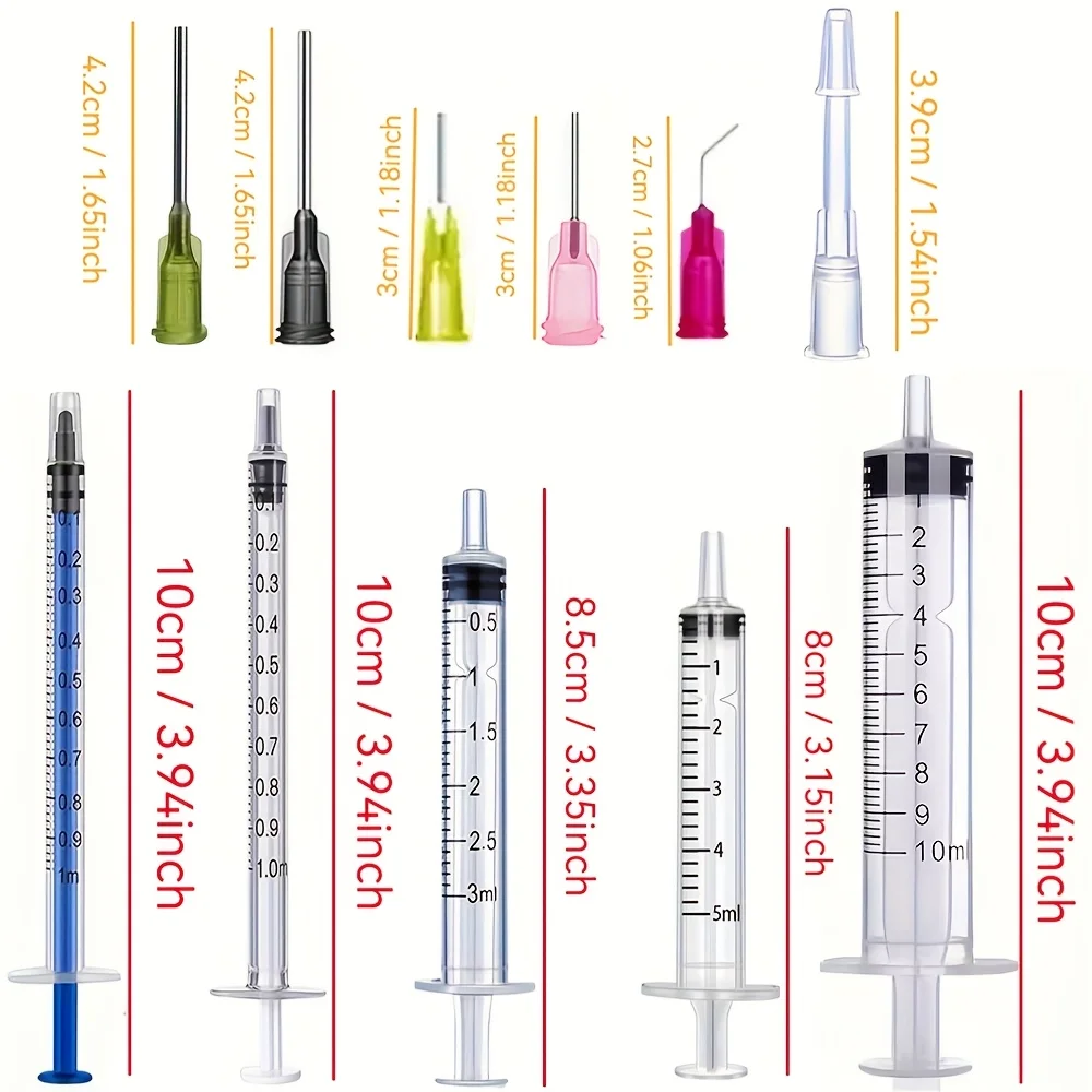 A Set of Precision Laboratory Syringes with Various Accessories, Suitable for Scientific Laboratories, Measuring Liquids, Feeding Pets, Epoxy Resin, Watering, or Applying Oil or Glue view 2