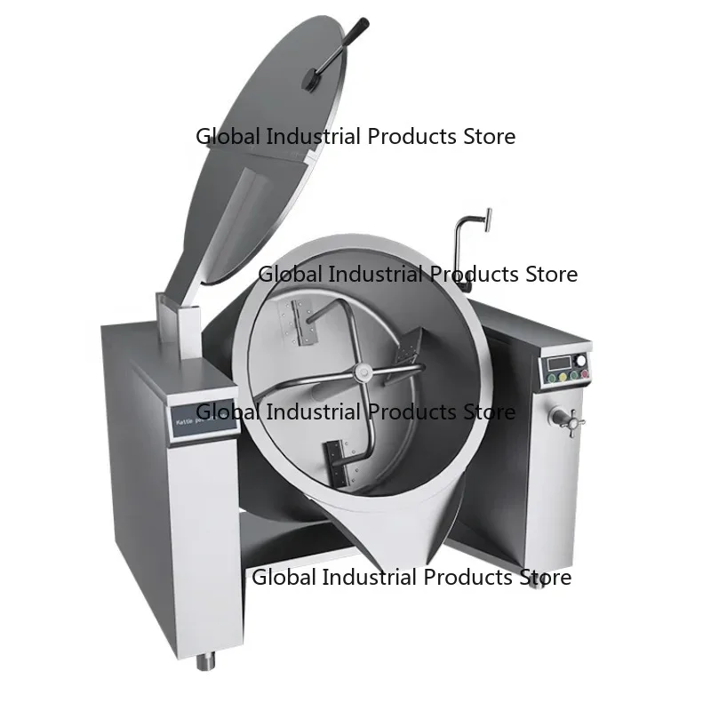 Large Capacity Commercial Boiling Pan Electric Induction Tilting Cooking Pot with Scraper for Industrial Use