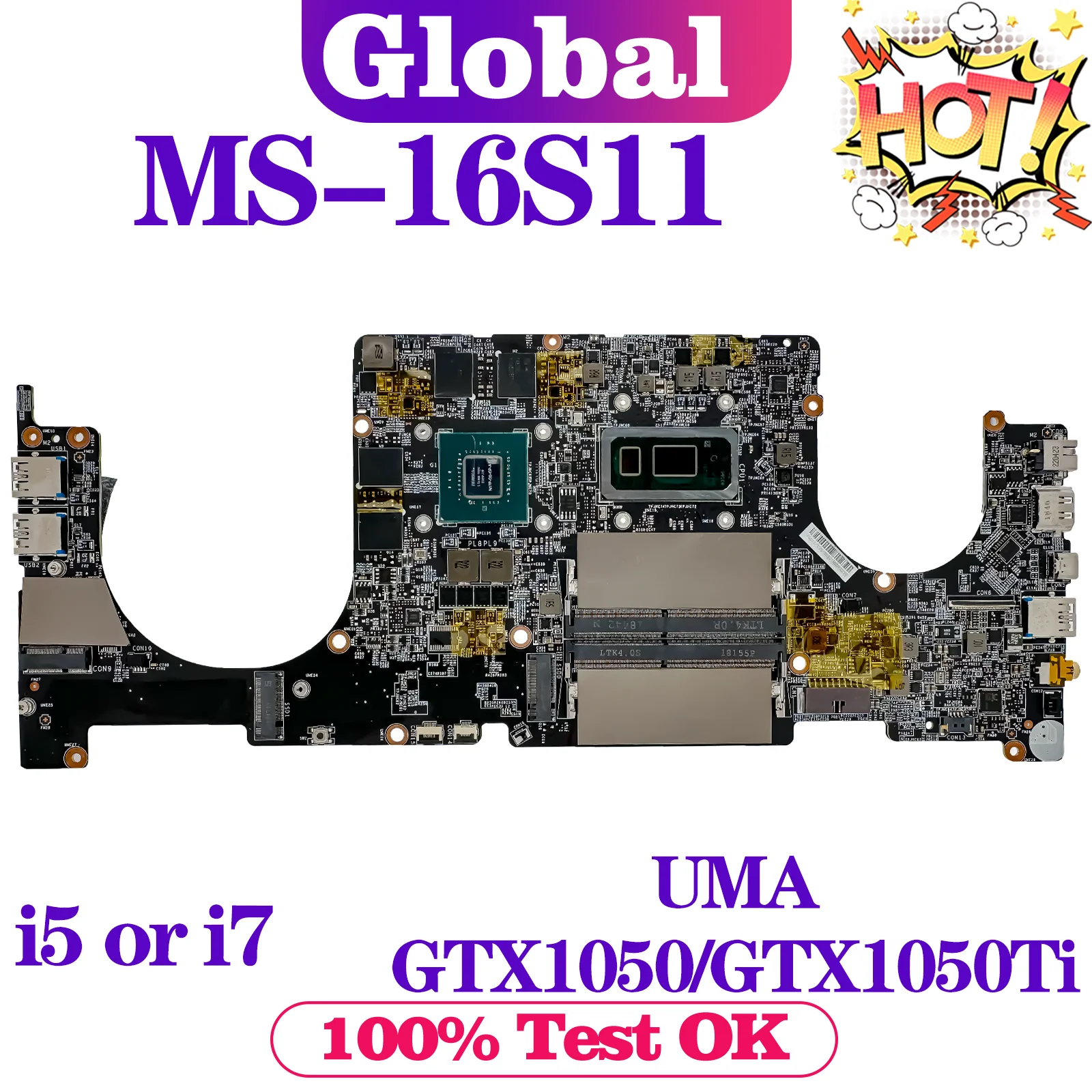 

Материнская плата KEFU для MSI MS-16S11 MS-16S1 PS63, материнская плата для ноутбука i5 i7 8-го поколения GTX1050 GTX1050Ti UMA