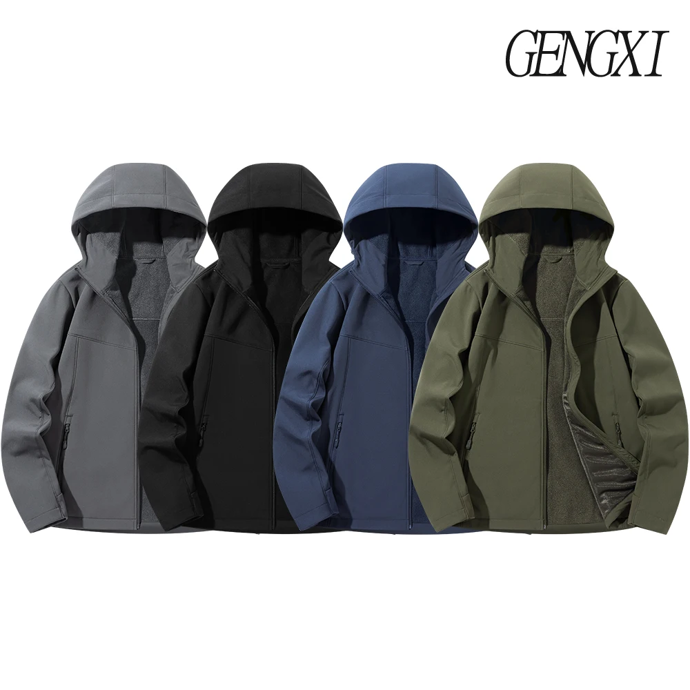 

Новая осенне-зимняя куртка с капюшоном на флисовой подкладке для спорта на открытом воздухе, ветрозащитная, водонепроницаемая, мужская верхняя одежда с несколькими сценами, теплая на флисовой подкладке