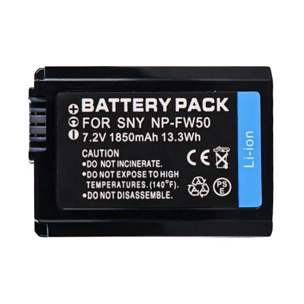 7.2V 1850mAh High Capacity NP-FW50 Np Fw50 Battery+LED USB Dual Charger for Sony A6400 A6000 A6100 A7M2 R2 ZVE10 Camera Battery