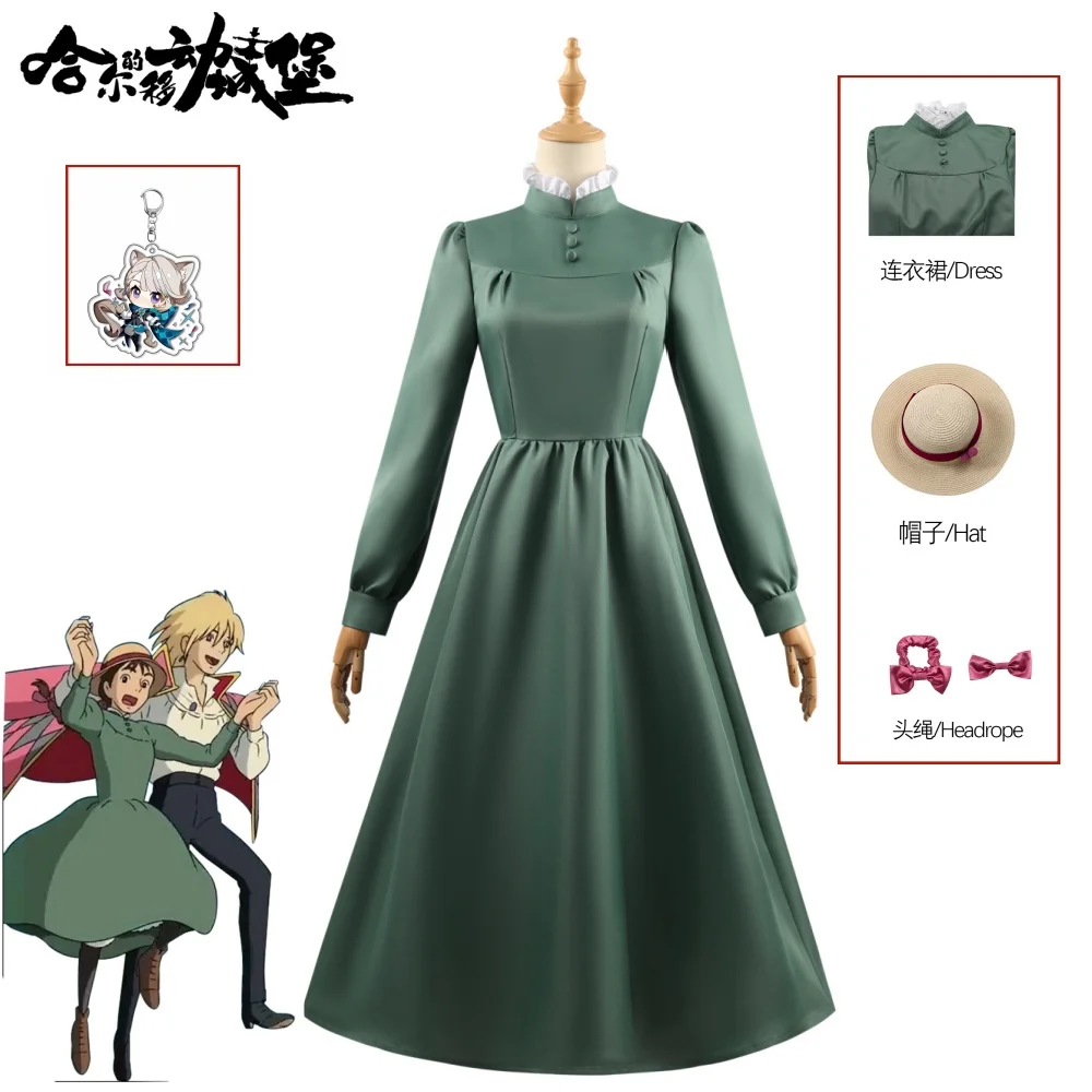 

Sophie Hatter Cosplay Costume Wig Women Long Dress Anime Moving Castle Outfits Howl Halloween Carnival Party Suit