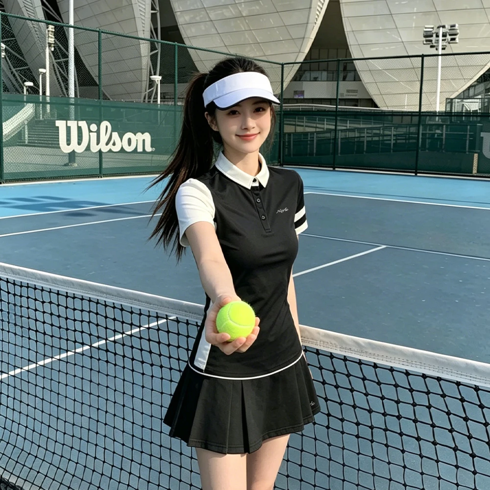 Summer New Style Golf Clothing - Women's V-neck Short-sleeved Breathable Quick-drying Moisture-absorbing Sports Suit