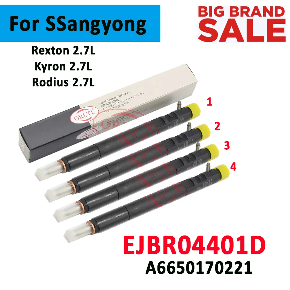 4PCS Common Rail Injector EJBR04401D Diesel Nozzle 4401D Sprayer ejbr04401d For Ssangyong Kyron/Rexton/Stavic/Rodius A6650170221