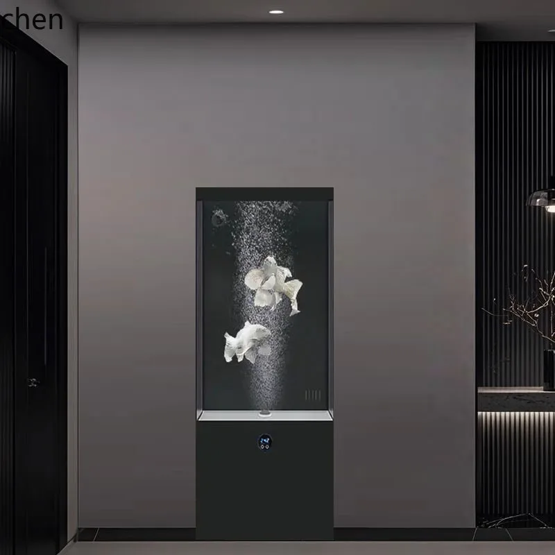 

LXC Living Room Side Table Fish Tank No Water Change Needed High-End Vertical Fish Tank Bottom Filter Lazy Fish Tank