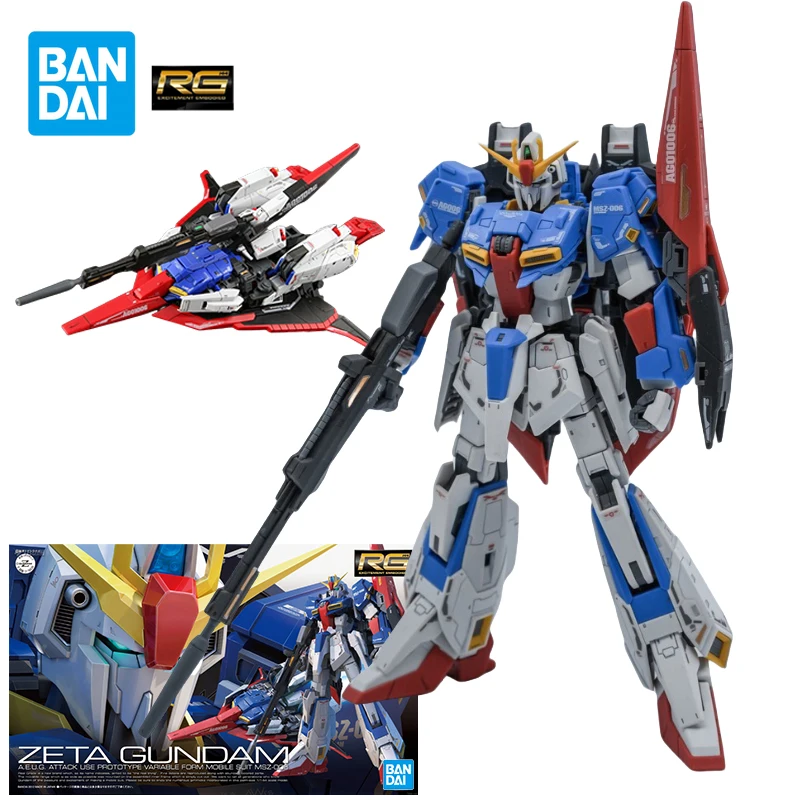 Bandai Gundam Model Kit RG 1/144 MSZ-006 Zeta Z Gundam Anime Figures Collection Gunpla Mobile Suit Toys for Boys Gifts