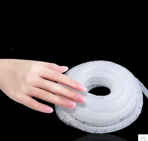 Spiral wrapping band SWB-10 diameter 10mm About 10M Length Black White Cable casing Cable Sleeve Winding pipe Spiral Wrapping image 2
