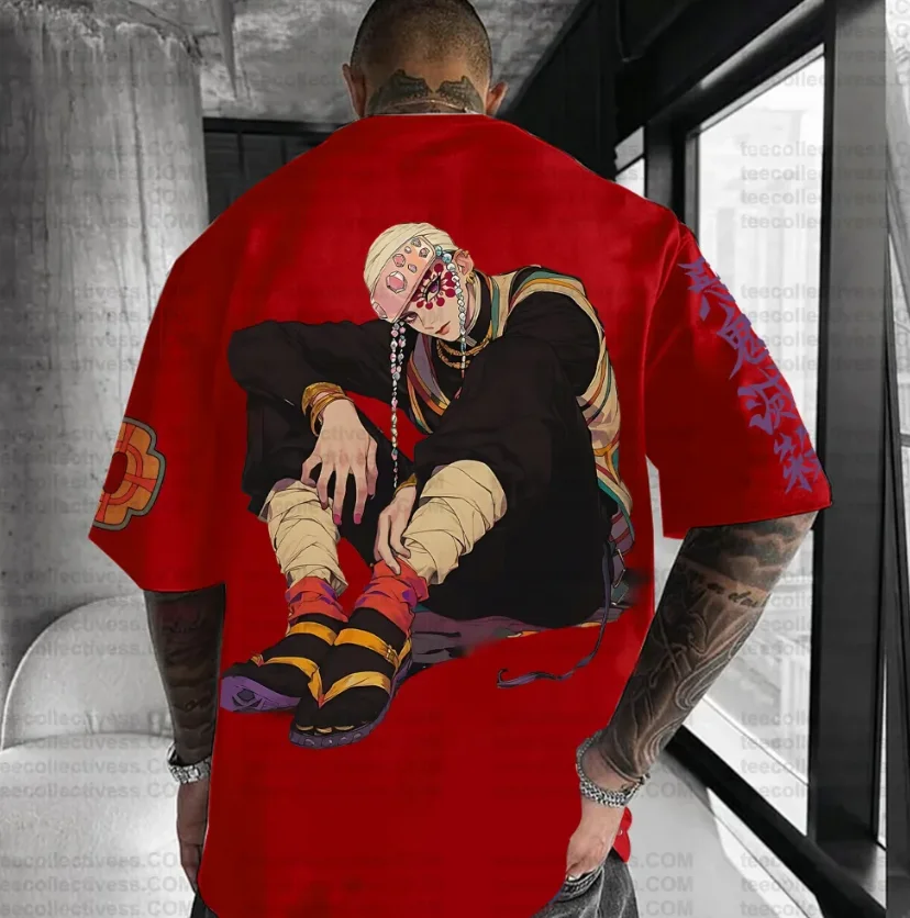 Ghostblade Anime Peripherie Charakter Druck Herren und Damen Kurzarm T-Shirt Harajuku lockeres High Street Style T-Shirt