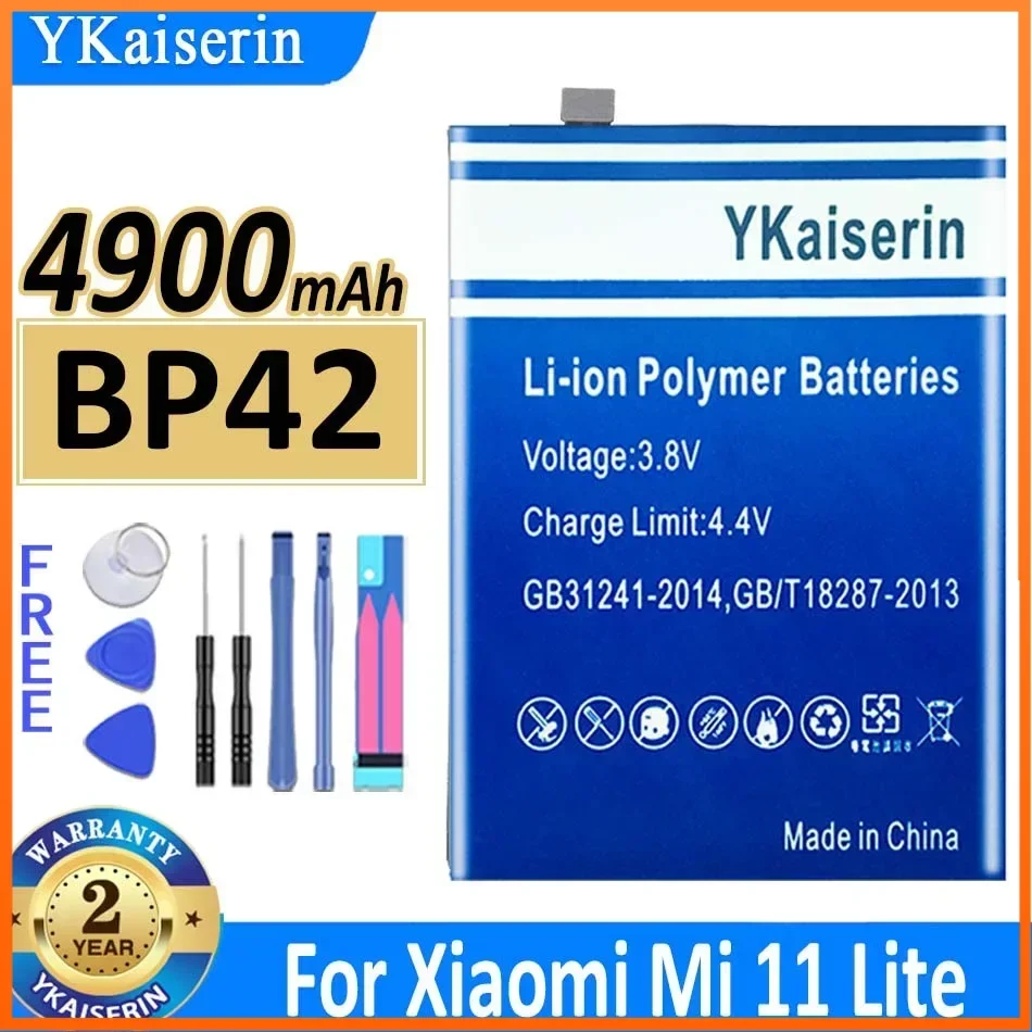 

YKaiserin BP42 4900mAh Battery for Xiaomi Mi 11 Lite Mi11 Lite 11Lite Portable Batteries for Cell Phone Warranty 2 Years + Tools