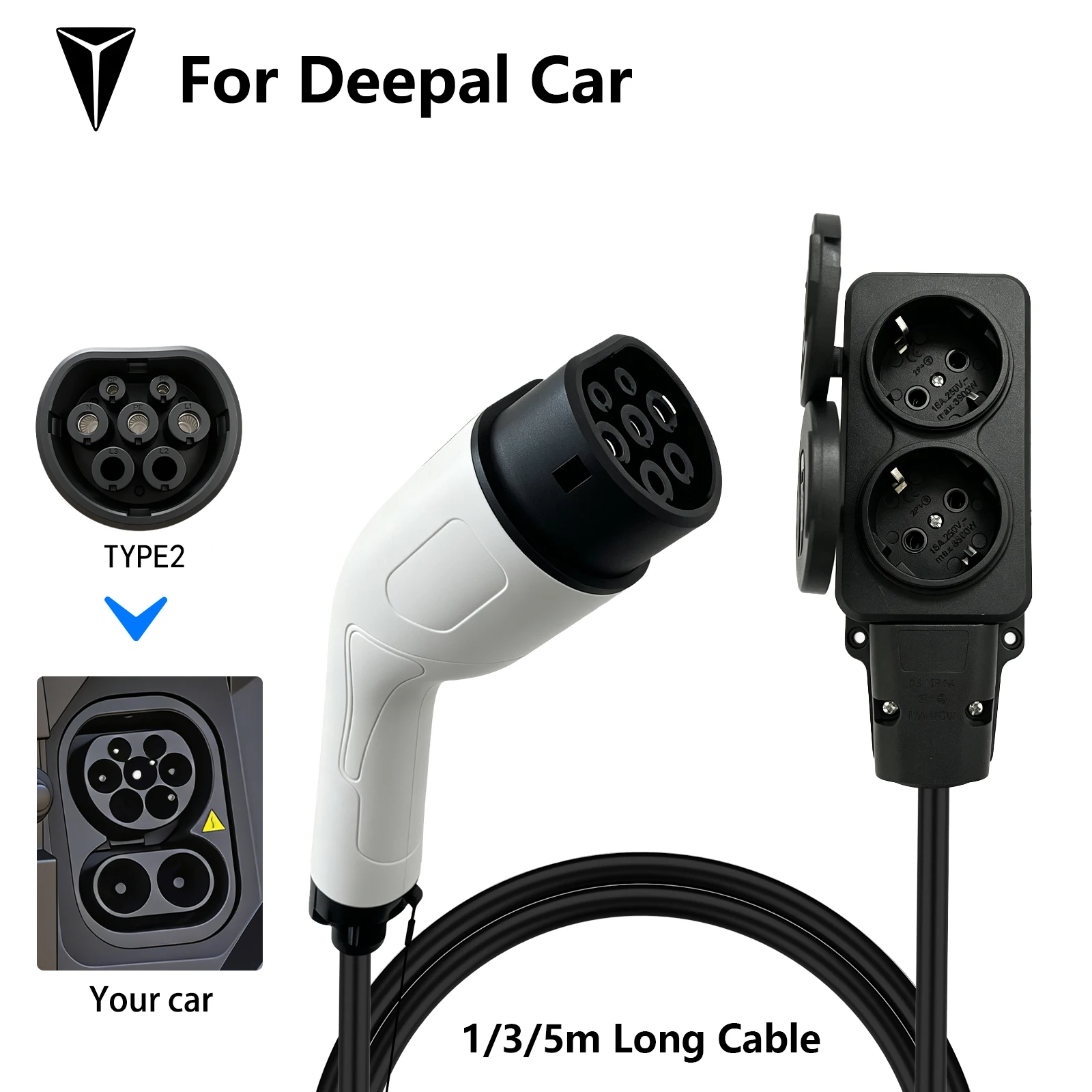 EV Typ2 V2L Entladeadapter Fahrzeug-zu-Last-Kabel EU-Steckdose EV Auto V2L Strom-Entladekabel EU-Steckdosenadapter